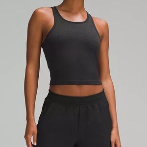 Lululemon Ebb to Street Cropped Racerback Tank Top size 8 color: black